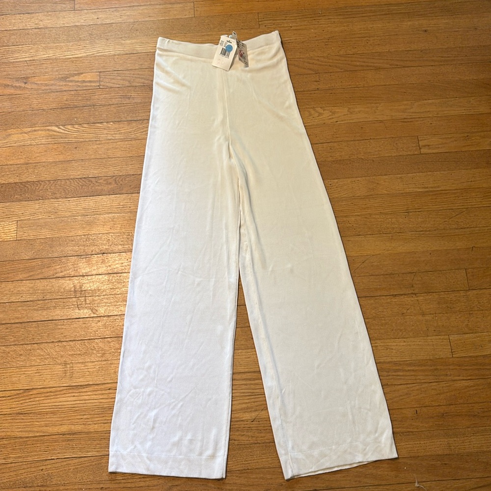 NWT Escada Women’s White Wide Leg Dress Pants rayon Size 6 inseam 29”